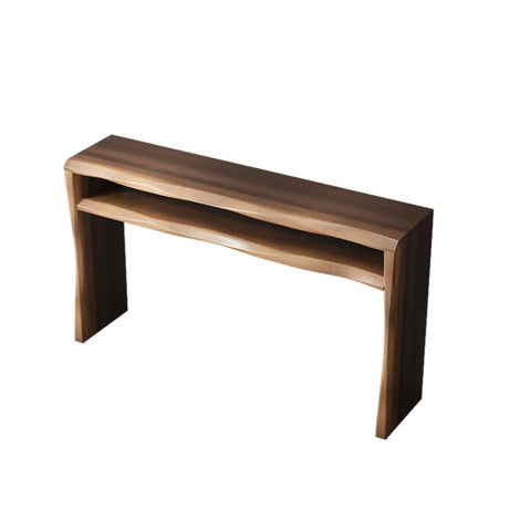 Entrance Wave Pine Wood Brown Storage Console Table Image - 2