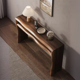 Entrance Wave Pine Wood Brown Storage Console Table Image - 3