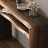 Entrance Wave Pine Wood Brown Storage Console Table Image - 4