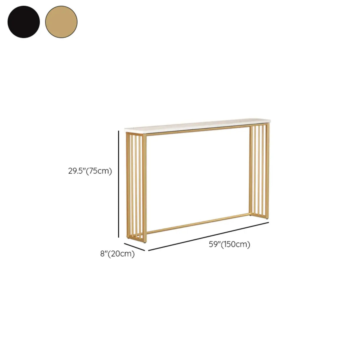 Entry Console Rectangular Metal and Marble White Table Image - 10