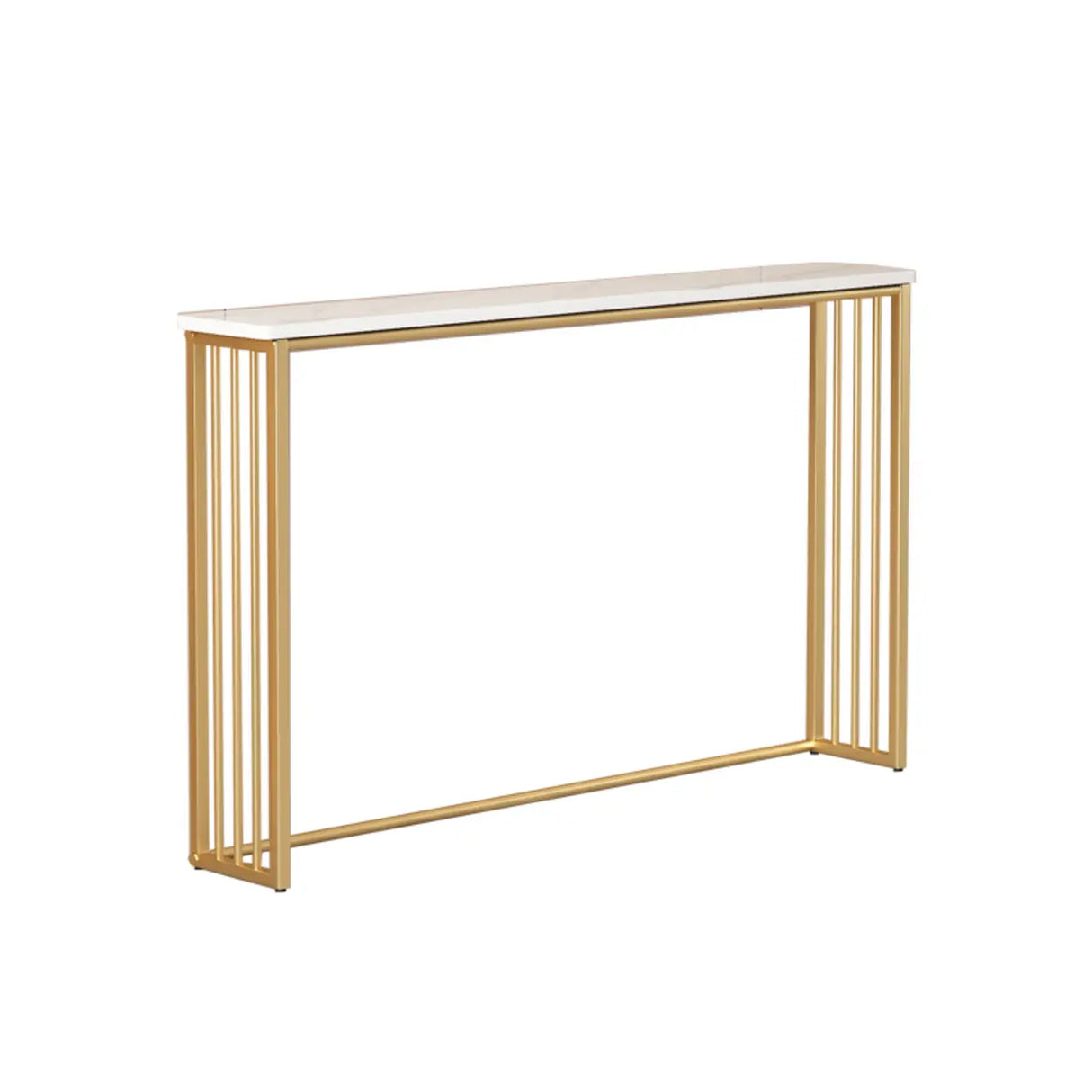 Entry Console Rectangular Metal and Marble White Table Image - 2
