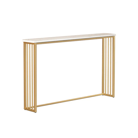 Entry Console Rectangular Metal and Marble White Table Image - 2