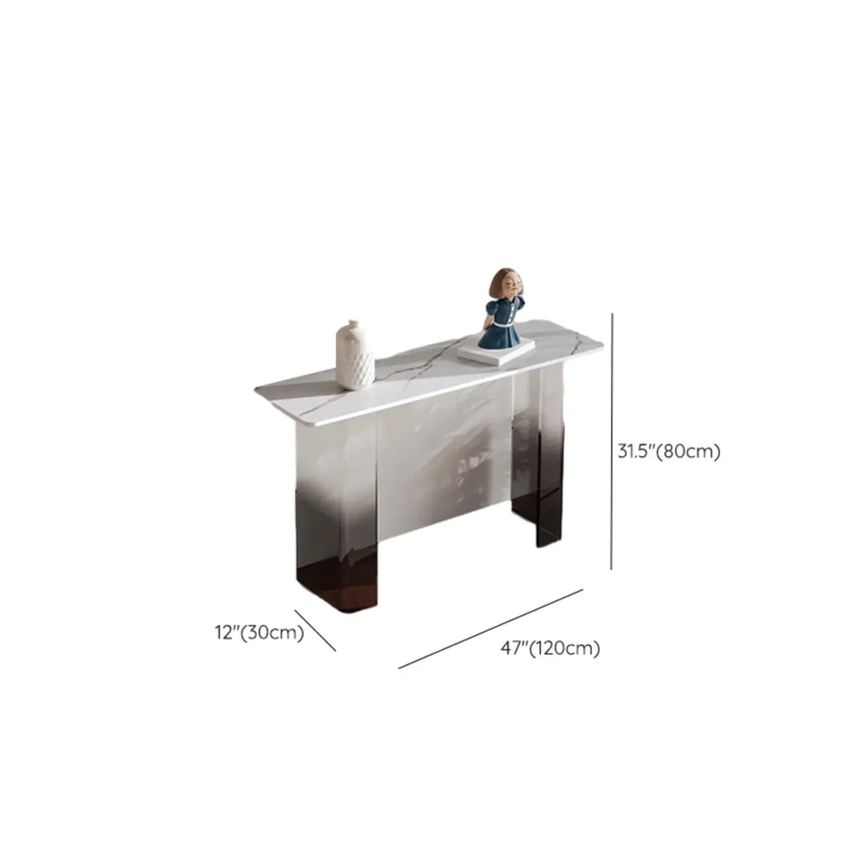Entry Double Pedestal Acrylic Marble Top Console Table Image - 30