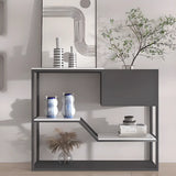 Entry Geometric Metal Grey High Glossy Storage Console Table Image - 1