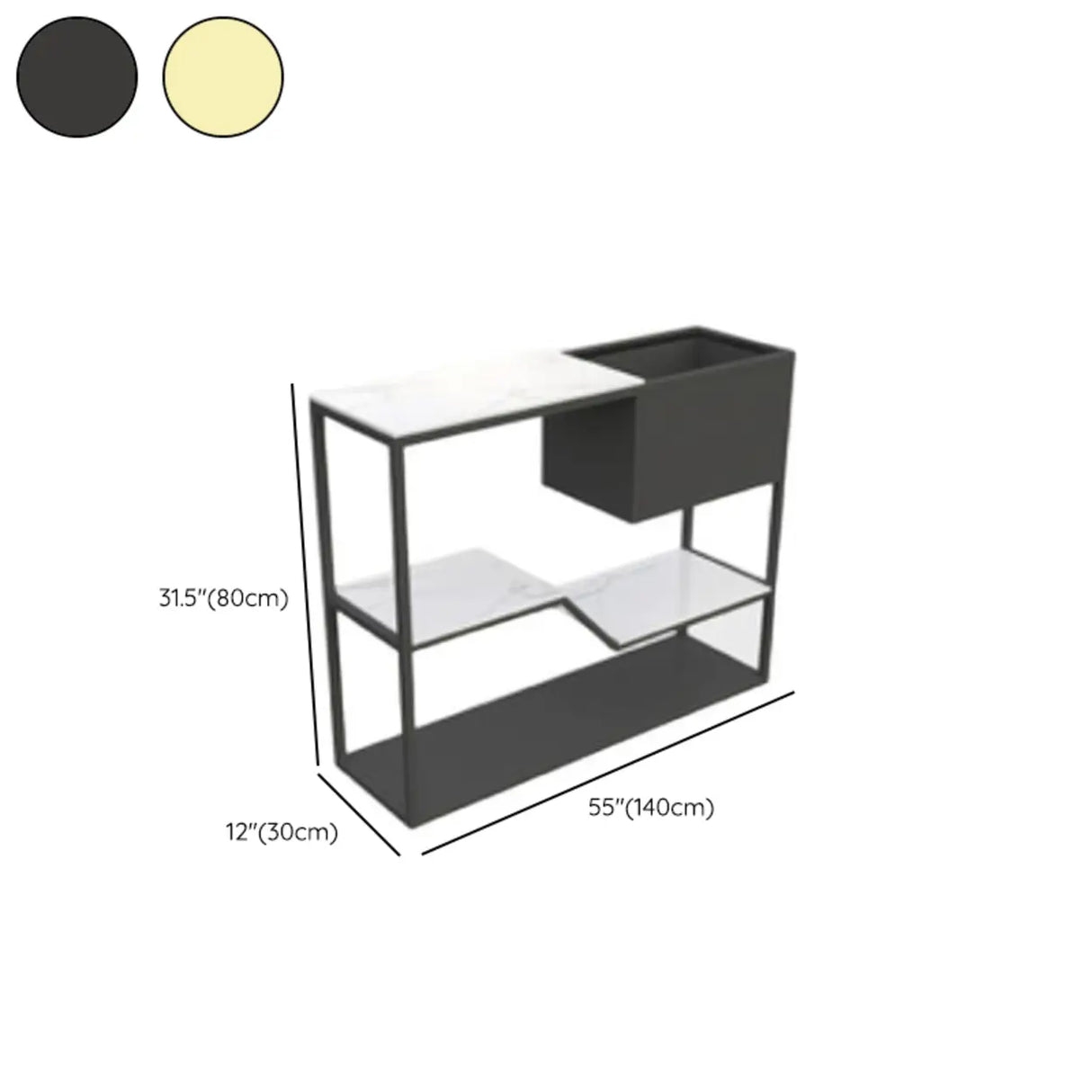Entry Geometric Metal Grey High Glossy Storage Console Table Image - 10
