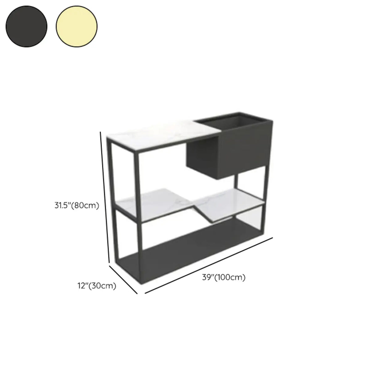 Entry Geometric Metal Grey High Glossy Storage Console Table Image - 11