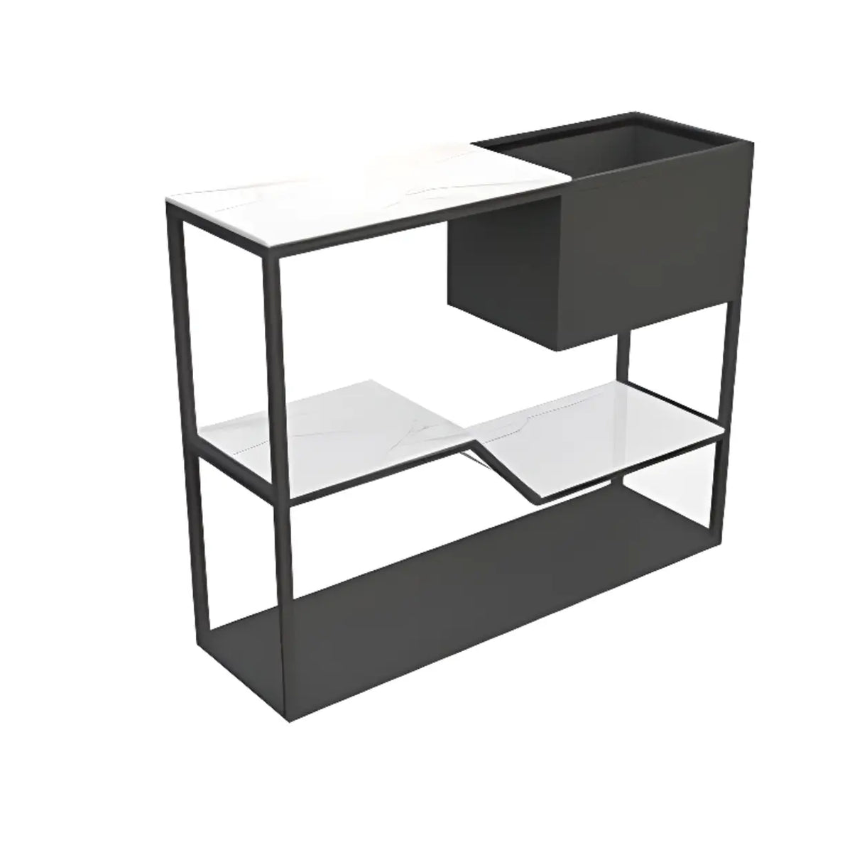 Entry Geometric Metal Grey High Glossy Storage Console Table Image - 2