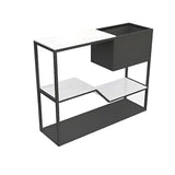Entry Geometric Metal Grey High Glossy Storage Console Table Image - 2