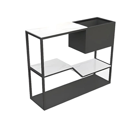 Entry Geometric Metal Grey High Glossy Storage Console Table Image - 2