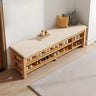 Entryway Adjustable Shelves Wood Brown Shoe Storage Bench Image - 15