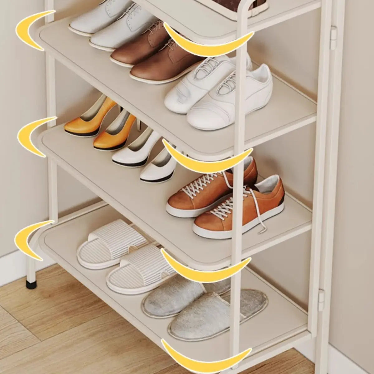 Entryway Black Modern Metal Open Storage Shoe Rack Image - 14