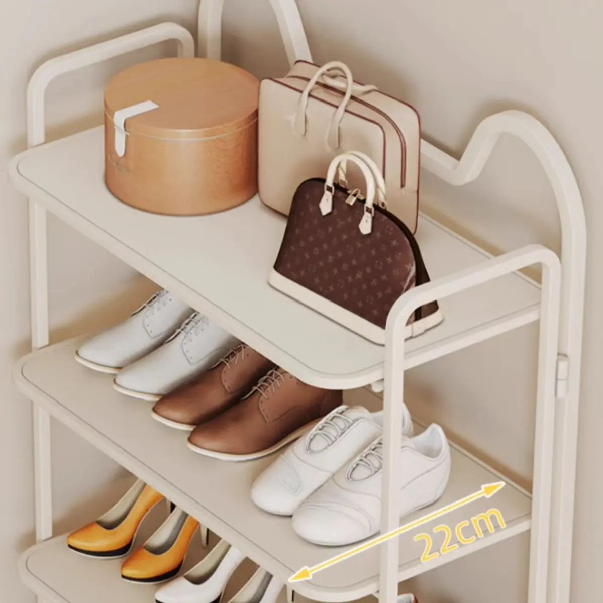 Entryway Black Modern Metal Open Storage Shoe Rack Image - 15