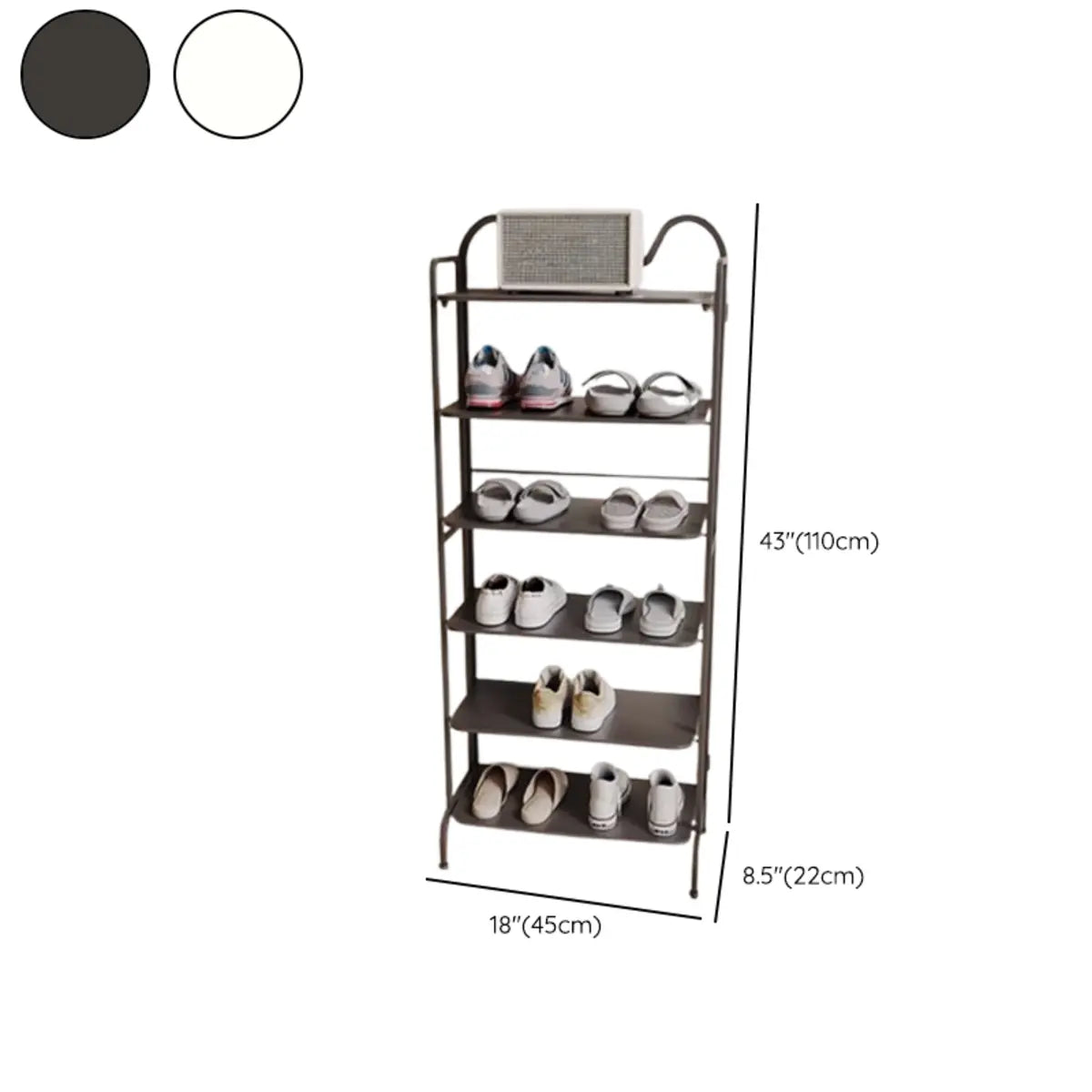 Entryway Black Modern Metal Open Storage Shoe Rack Image - 19
