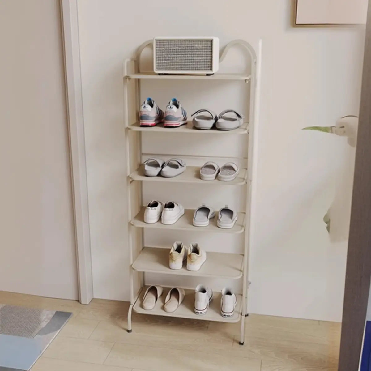 Entryway Black Modern Metal Open Storage Shoe Rack Image - 4