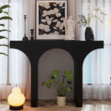 Entryway Black Timber Finish Arch Base Console Table Image - 1
