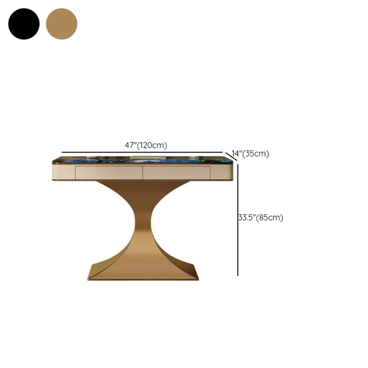 Entryway Blue Rectangular Sintered Stone Console Table Image - 10