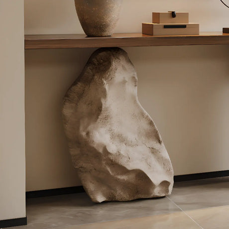 Entryway Creative Double Pedestal Wood Console Table Image - 6
