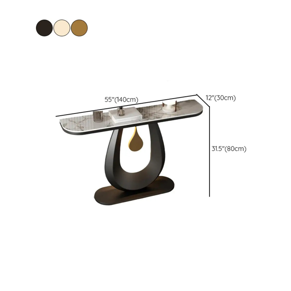Entryway Decorative Half Moon Sintered Stone Console Table Image - 12