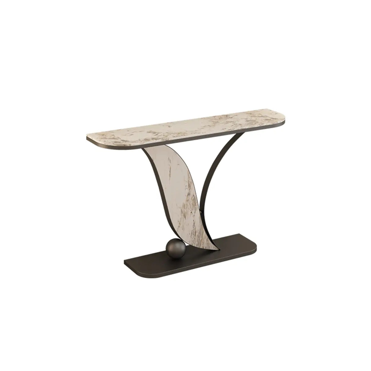Entryway Half-circle Abstract Marble Gold Console Table Image - 11