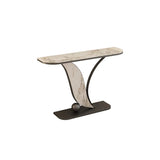 Entryway Half-circle Abstract Marble Gold Console Table Image - 11