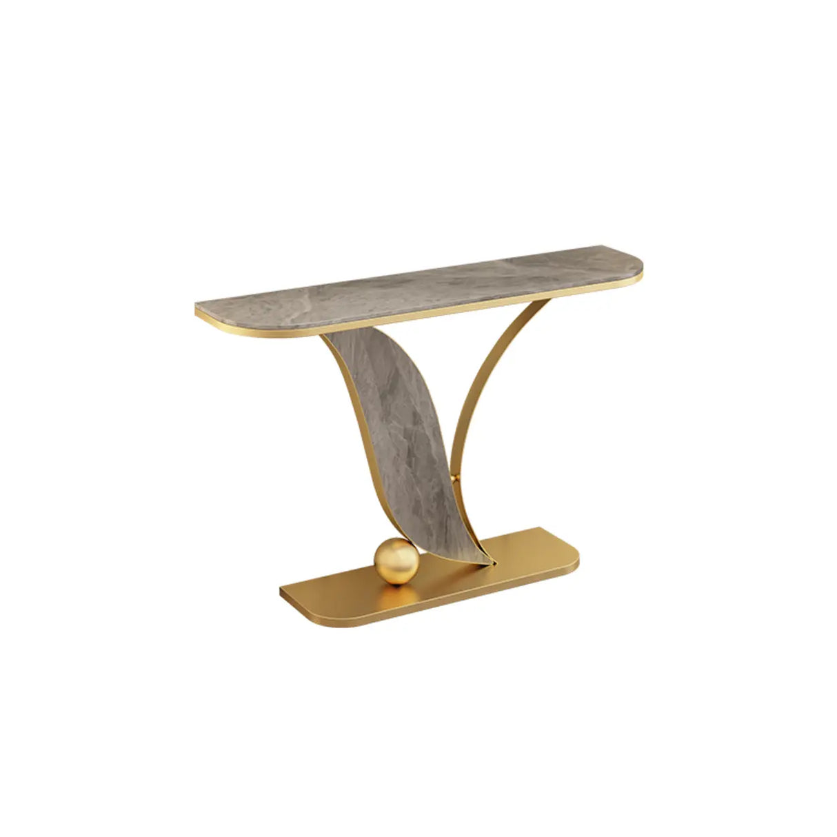 Entryway Half-circle Abstract Marble Gold Console Table Image - 4