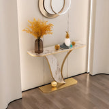 Entryway Half-circle Abstract Marble Gold Console Table Image - 7