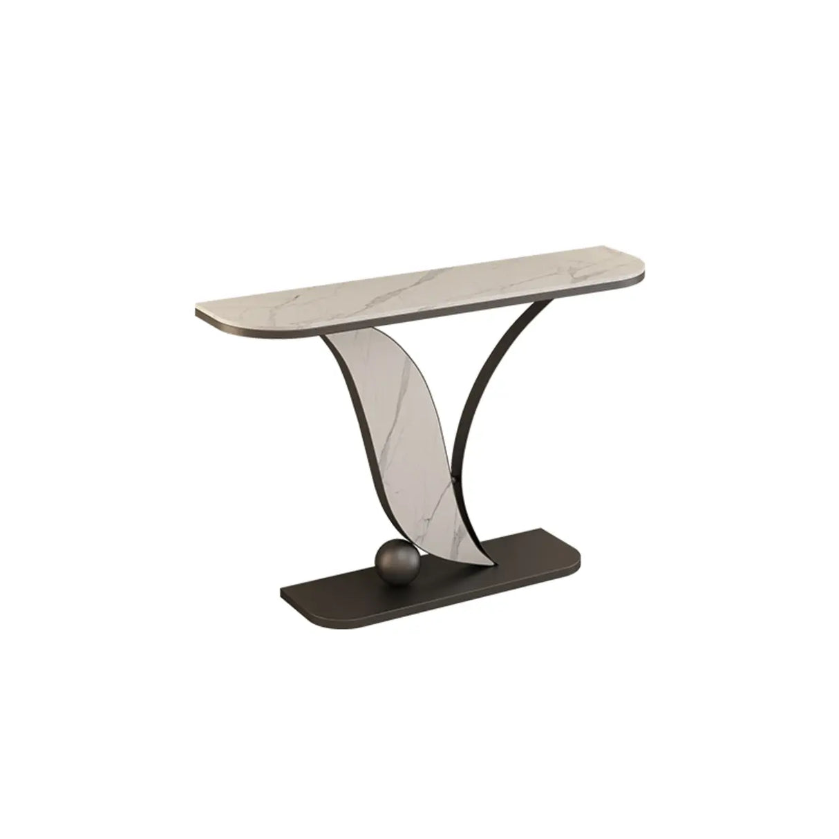 Entryway Half-circle Abstract Marble Gold Console Table Image - 8