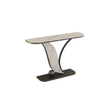 Entryway Half-circle Abstract Marble Gold Console Table Image - 8