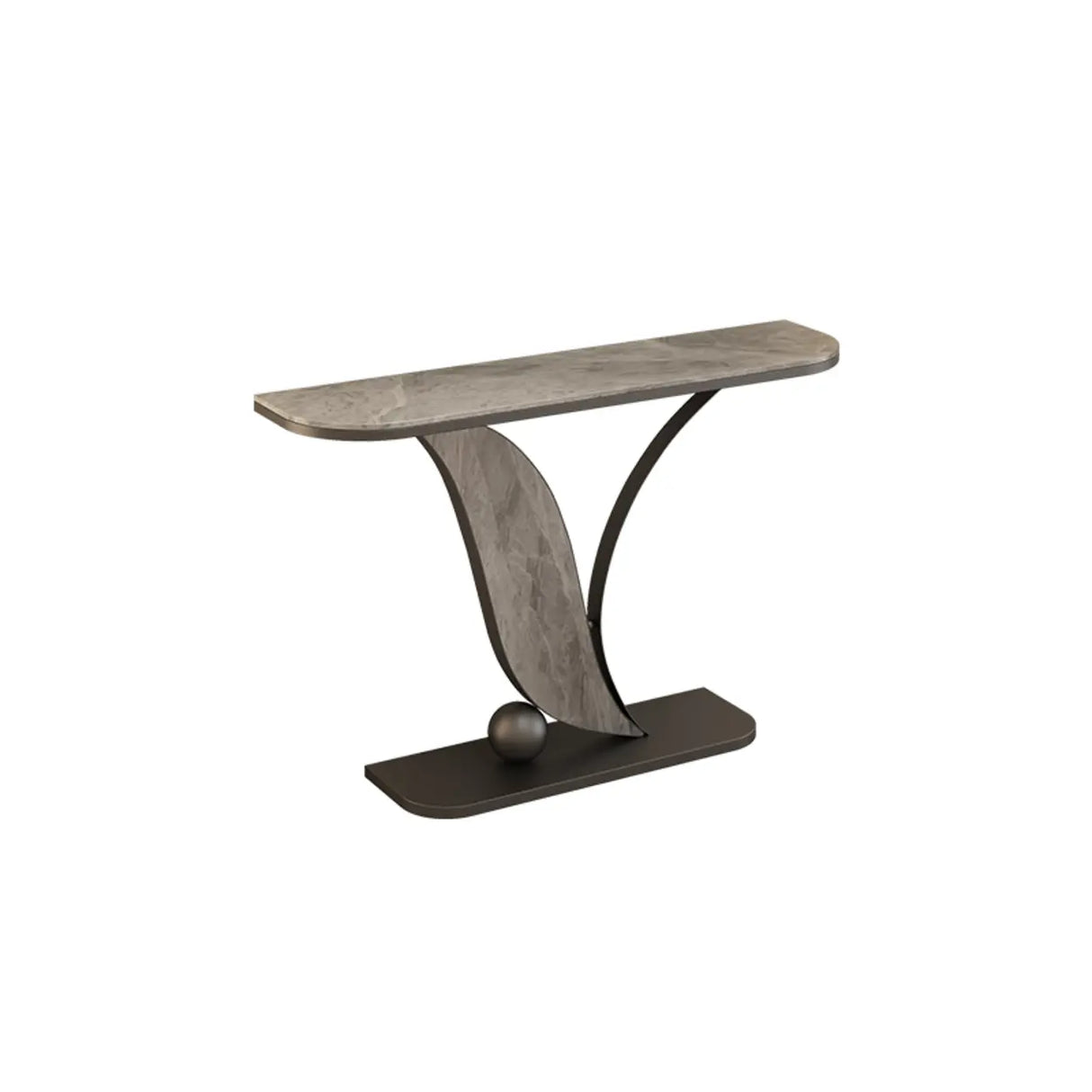 Entryway Half-circle Abstract Marble Gold Console Table Image - 9