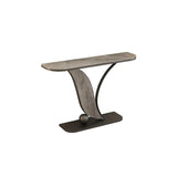 Entryway Half-circle Abstract Marble Gold Console Table Image - 9