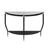 Entryway Half-Circle Stone Gold Floor Shelf Console Table Image - 11