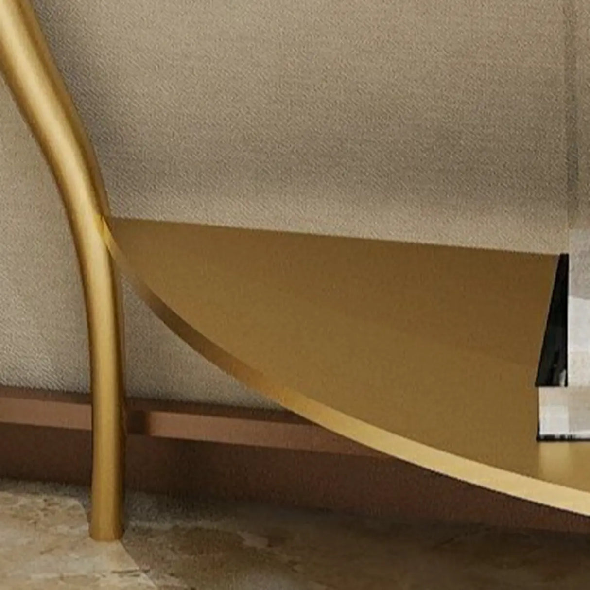 Entryway Half-Circle Stone Gold Floor Shelf Console Table Image - 12
