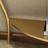 Entryway Half-Circle Stone Gold Floor Shelf Console Table Image - 12