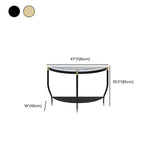 Entryway Half-Circle Stone Gold Floor Shelf Console Table Image - 15