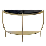 Entryway Half-Circle Stone Gold Floor Shelf Console Table Image - 3