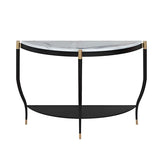 Entryway Half-Circle Stone Gold Floor Shelf Console Table Image - 5