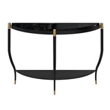 Entryway Half-Circle Stone Gold Floor Shelf Console Table Image - 7