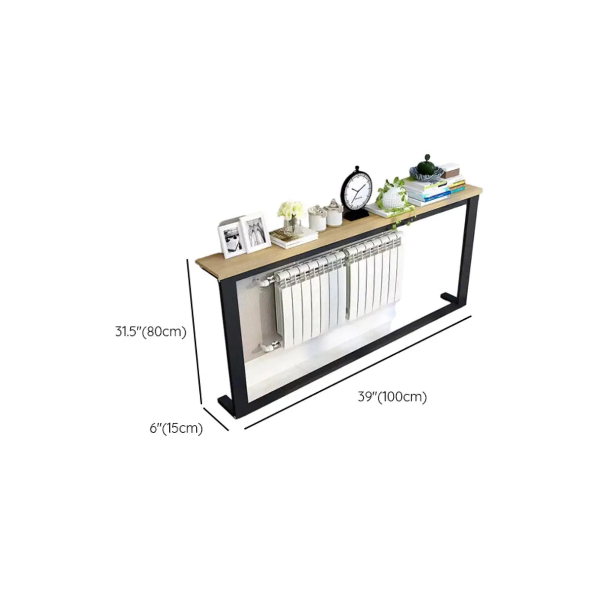 Entryway Minimalist Metal Trestle Base Console Table Image - 12