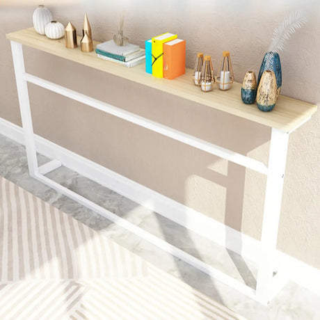 Entryway Minimalist White Metal Wood Console Table Image - 1
