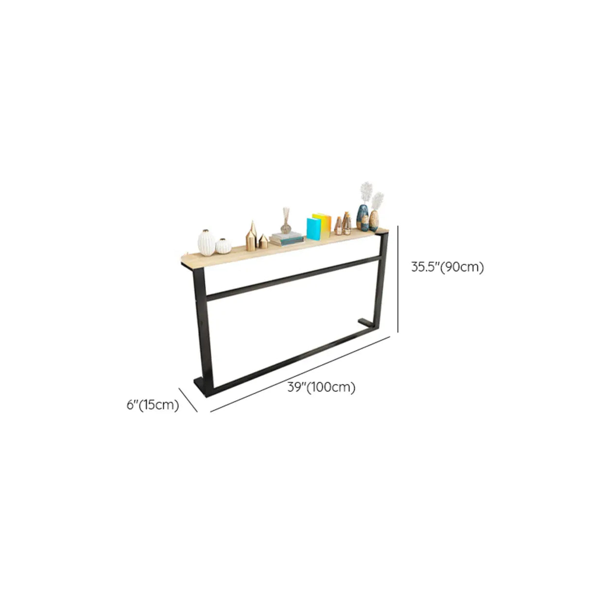 Entryway Minimalist White Metal Wood Console Table 