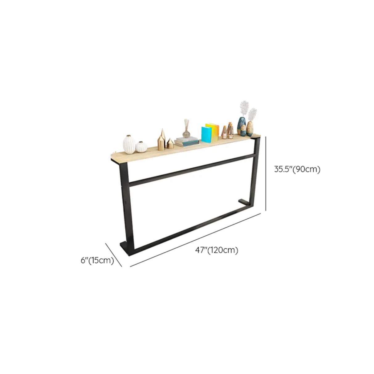 Entryway Minimalist White Metal Wood Console Table Image - 11