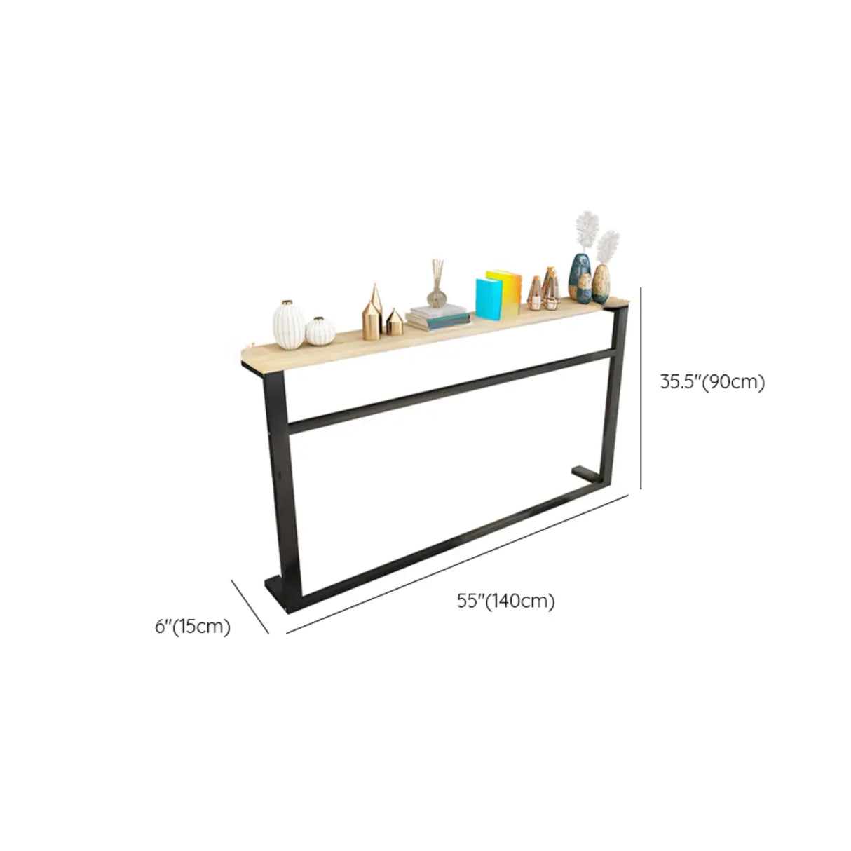 Entryway Minimalist White Metal Wood Console Table Image - 12