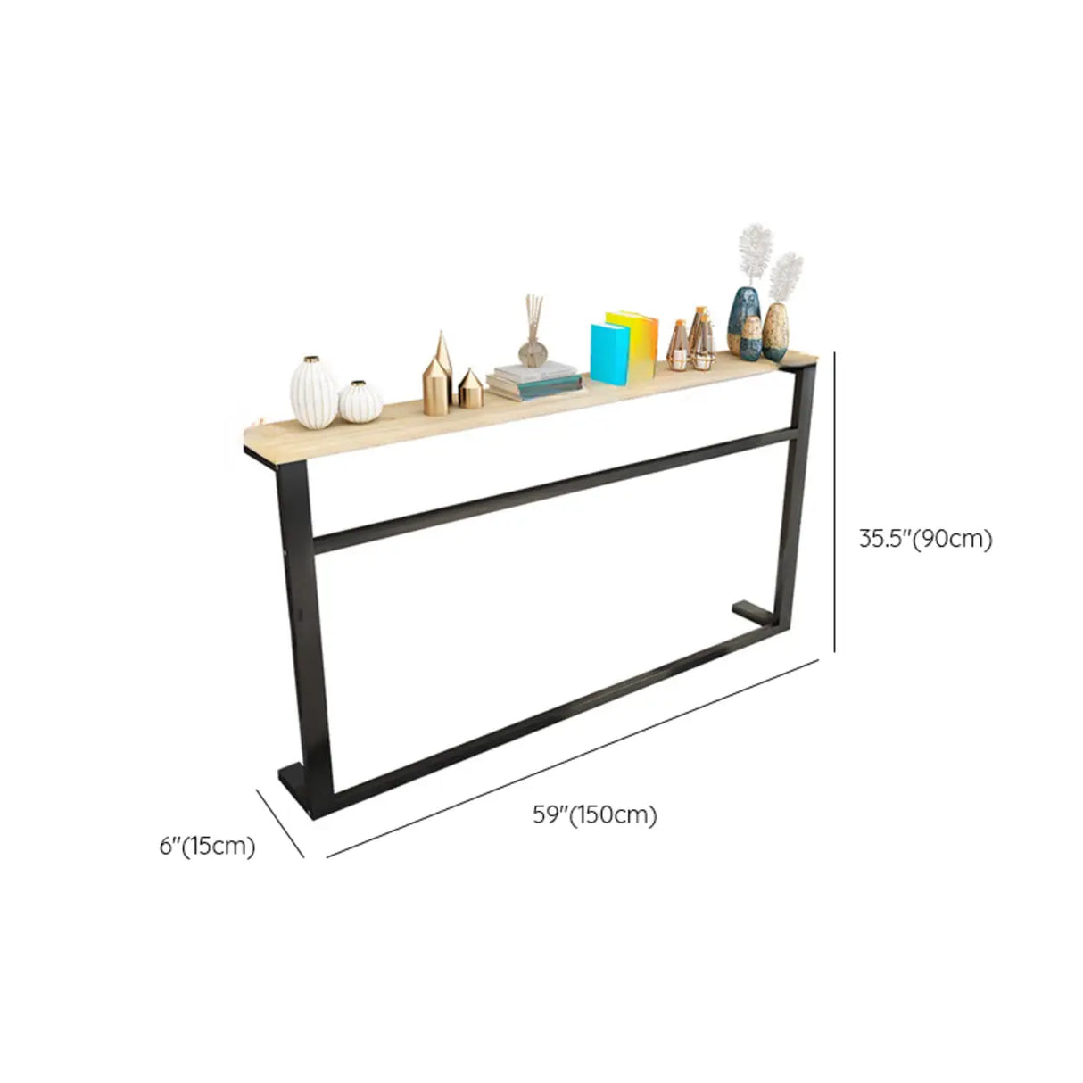 Entryway Minimalist White Metal Wood Console Table Image - 14