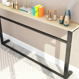 Entryway Minimalist White Metal Wood Console Table Image - 3
