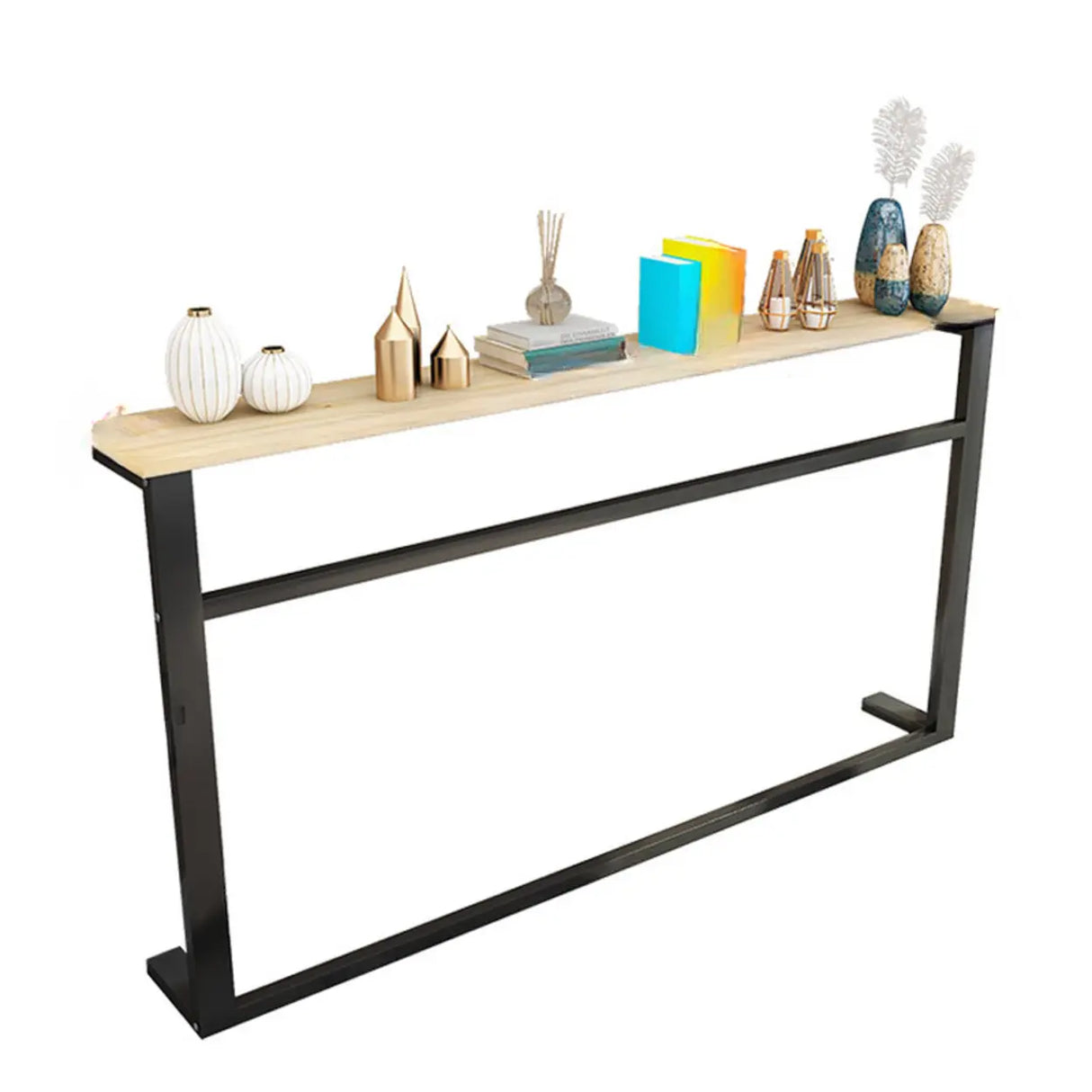 Entryway Minimalist White Metal Wood Console Table Image - 7