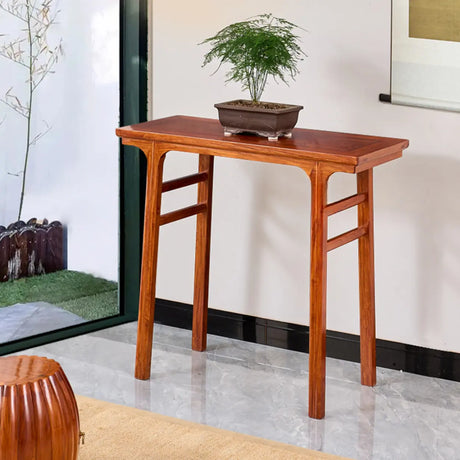 Entryway Oriental Rectangular Wood Brown Console Table Image - 1