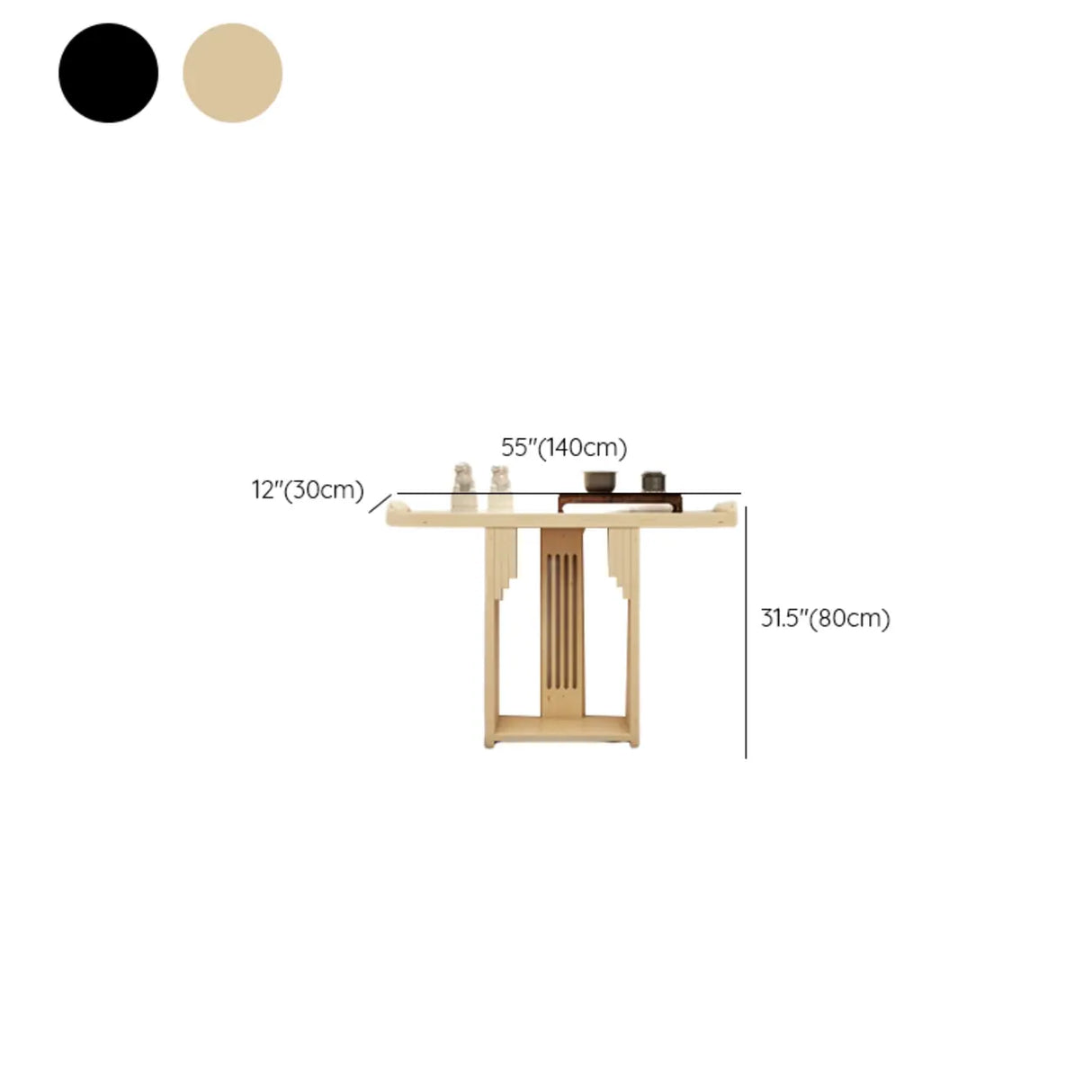 Entryway Rectangle Wooden Console Table with Floor Shelf Image - 12