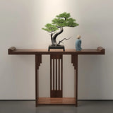 Entryway Rectangle Wooden Console Table with Floor Shelf Image - 2