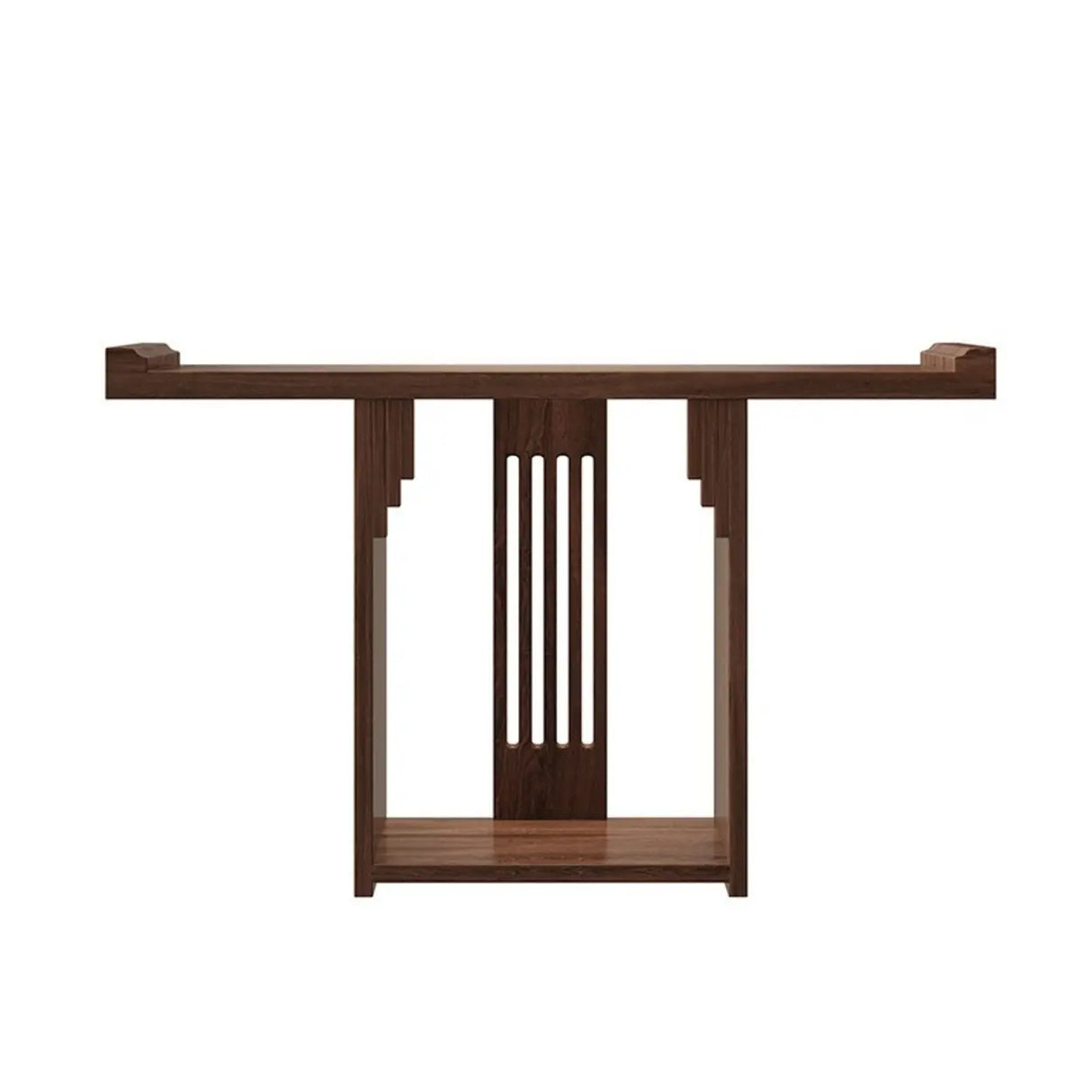 Entryway Rectangle Wooden Console Table with Floor Shelf Image - 4