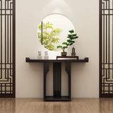 Entryway Rectangle Wooden Console Table with Floor Shelf Image - 5